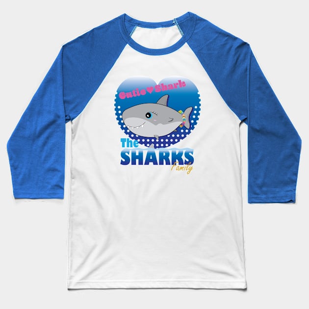 The Sharks Family - Cutie Shark Baseball T-Shirt by RCLWOW